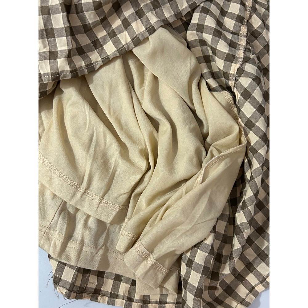 Talulah‎ Womens Brown Gingham Tiered Babydoll Mini Dress Smocked Long Sleeve M - Picture 12 of 12